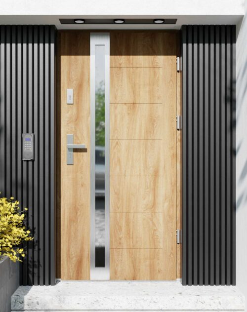 Drzwi zewnętrzne do domu z ościeżnicą aluminiową Libre 32B w systemie Alu