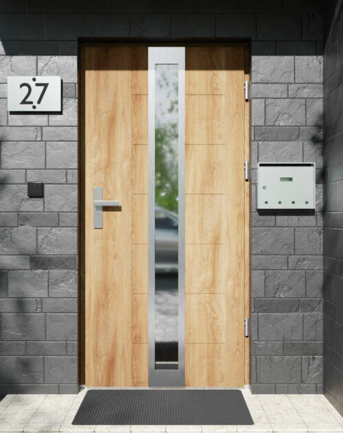 Drzwi zewnętrzne do domu z ościeżnicą drewnianą Libre 33 w systemie Wood extra