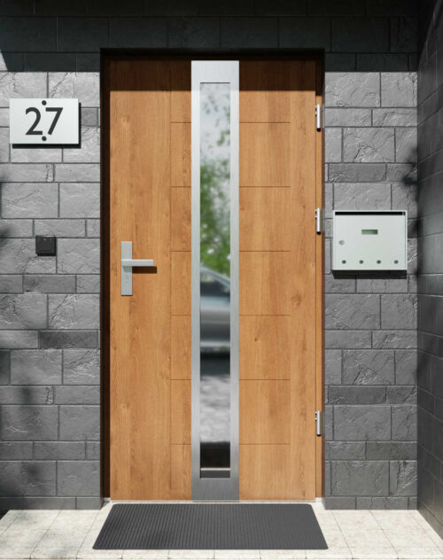 Drzwi zewnętrzne do domu z ościeżnicą drewnianą Libre 33 w systemie Wood extra