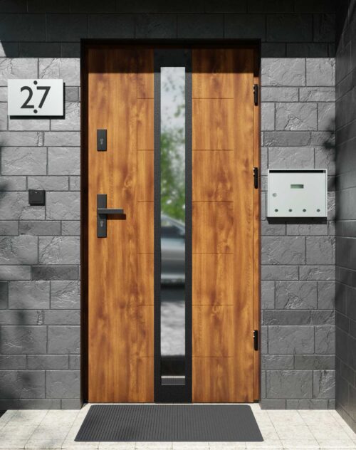 Drzwi zewnętrzne do domu z ościeżnicą aluminiową Libre 33 Noir Matt w systemie Alu