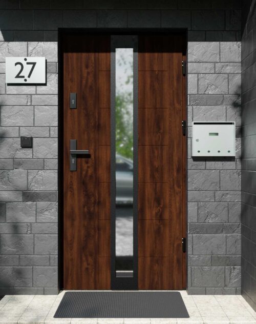 Drzwi zewnętrzne do domu z ościeżnicą aluminiową Libre 33 Noir Matt w systemie Alu