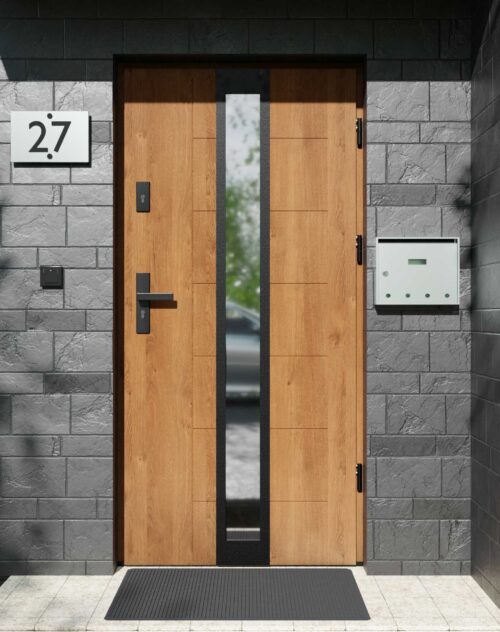 Drzwi zewnętrzne do domu z ościeżnicą aluminiową Libre 33 Noir Matt w systemie Alu