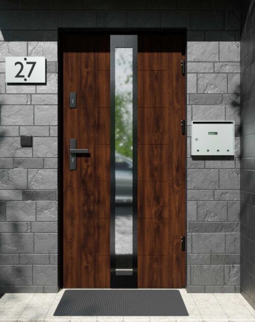 Drzwi zewnętrzne do domu z ościeżnicą aluminiową Libre 33 Noir w systemie Alu