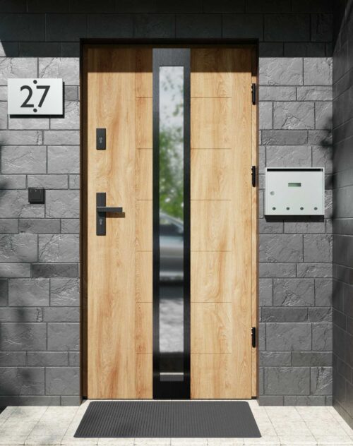Drzwi zewnętrzne do domu z ościeżnicą aluminiową Libre 33 Noir w systemie Alu