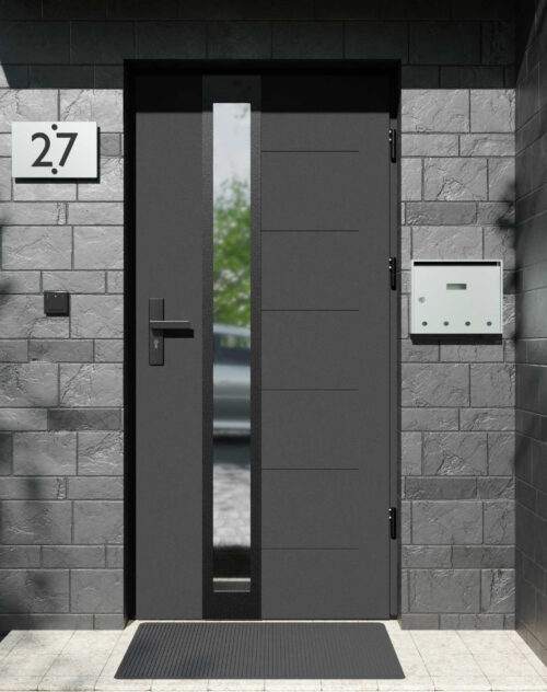 Drzwi zewnętrzne do domu z ościeżnicą aluminiową Libre 33B Noir Matt w systemie Alu extra