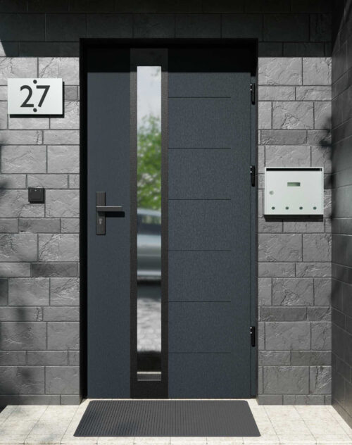 Drzwi zewnętrzne do domu z ościeżnicą aluminiową Libre 33B Noir Matt w systemie Alu extra