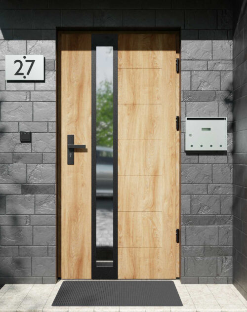 Drzwi zewnętrzne do domu z ościeżnicą aluminiową Libre 33B Noir Matt w systemie Alu extra