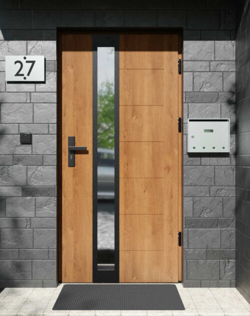 Drzwi zewnętrzne do domu z ościeżnicą aluminiową Libre 33B Noir Matt w systemie Alu extra