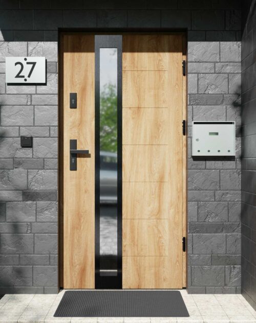 Drzwi zewnętrzne do domu z ościeżnicą aluminiową Libre 33B Noir w systemie Alu