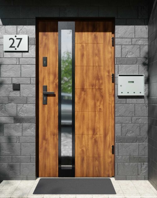 Drzwi zewnętrzne do domu z ościeżnicą aluminiową Libre 33B Noir w systemie Alu