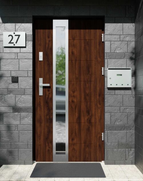 Drzwi zewnętrzne do domu z ościeżnicą aluminiową Libre 33B w systemie Alu