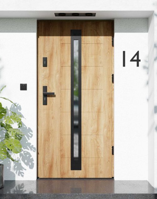 Drzwi zewnętrzne do domu z ościeżnicą aluminiową Libre 34 Noir Matt w systemie Alu