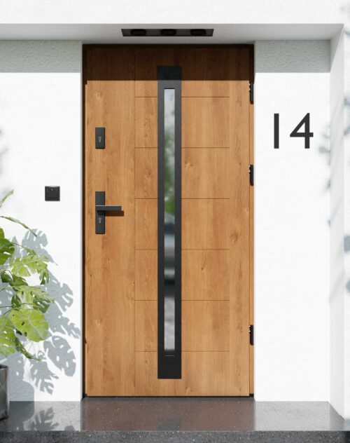 Drzwi zewnętrzne do domu z ościeżnicą aluminiową Libre 34 Noir Matt w systemie Alu