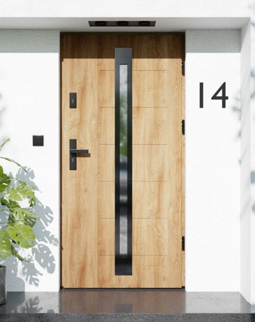Drzwi zewnętrzne do domu z ościeżnicą aluminiową Libre 34 Noir w systemie Alu