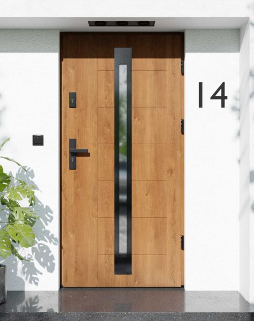 Drzwi zewnętrzne do domu z ościeżnicą aluminiową Libre 34 Noir w systemie Alu