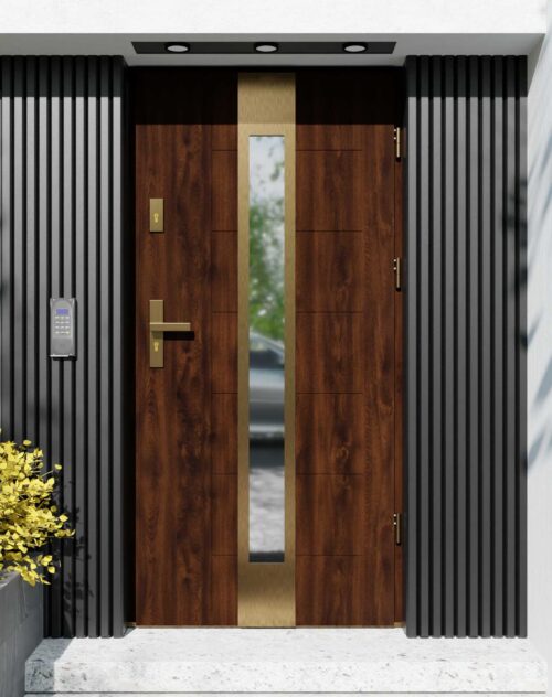 Drzwi zewnętrzne do domu z ościeżnicą aluminiową Libre 35 Gold w systemie Alu