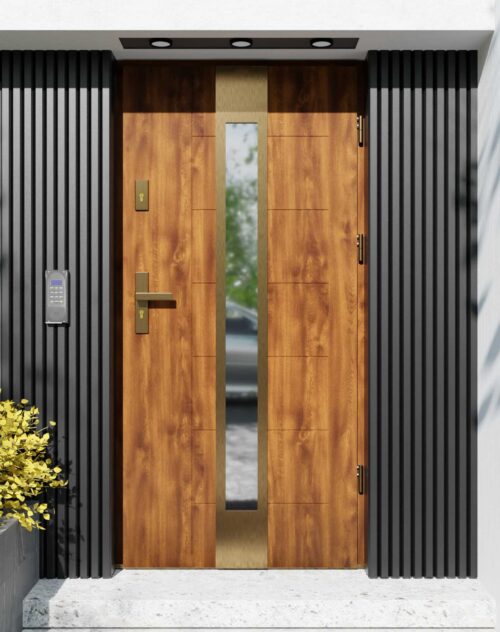 Drzwi zewnętrzne do domu z ościeżnicą aluminiową Libre 35 Gold w systemie Alu