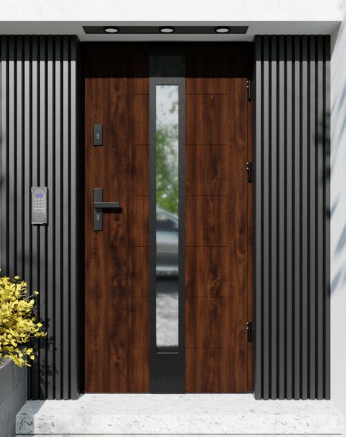 Drzwi zewnętrzne do domu z ościeżnicą aluminiową Libre 35 Noir Matt w systemie Alu