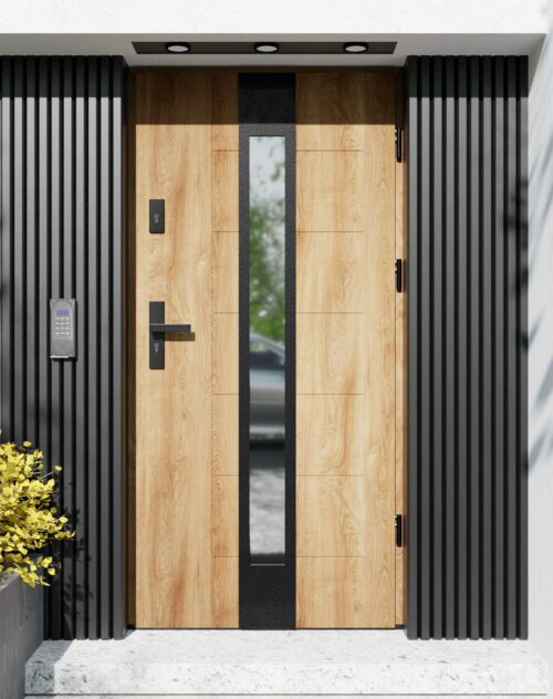 Drzwi zewnętrzne do domu z ościeżnicą aluminiową Libre 35 Noir Matt w systemie Alu