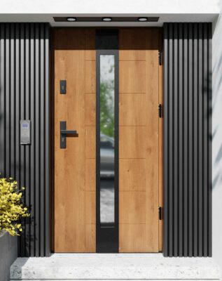 Drzwi zewnętrzne do domu z ościeżnicą aluminiową Libre 35 Noir Matt w systemie Alu