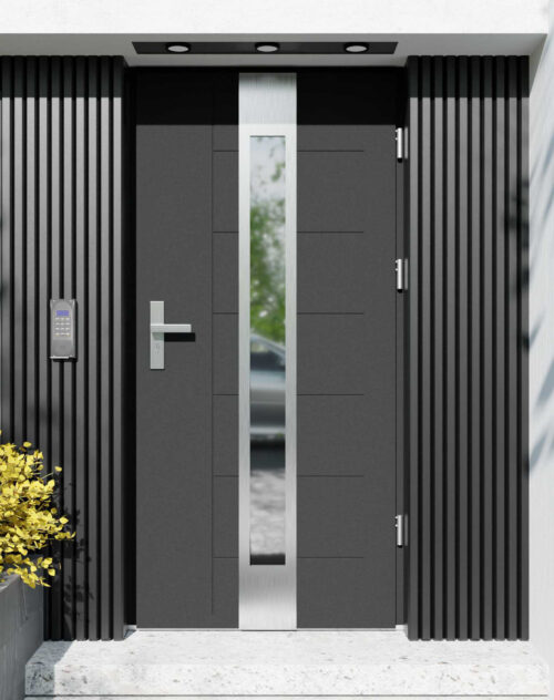 Drzwi zewnętrzne do domu z ościeżnicą drewnianą Libre 35 w systemie Wood extra
