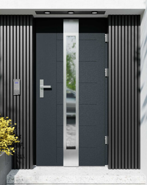 Drzwi zewnętrzne do domu z ościeżnicą drewnianą Libre 35 w systemie Wood extra