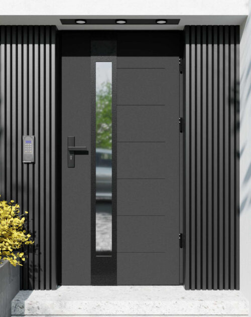 Drzwi zewnętrzne do domu z ościeżnicą aluminiową Libre 35B Noir Matt w systemie Alu extra RC2