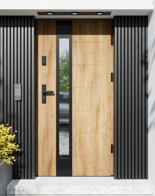 Drzwi zewnętrzne do domu z ościeżnicą aluminiową Libre 35B Noir Matt w systemie Alu