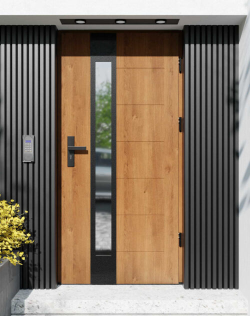 Drzwi zewnętrzne do domu z ościeżnicą aluminiową Libre 35B Noir Matt w systemie Alu extra RC2