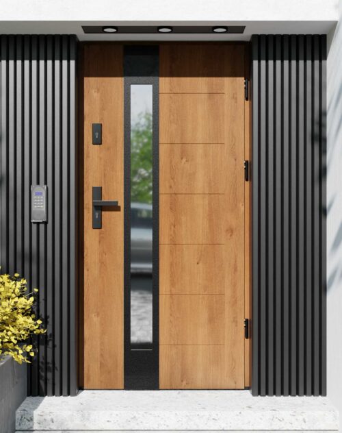 Drzwi zewnętrzne do domu z ościeżnicą aluminiową Libre 35B Noir Matt w systemie Alu