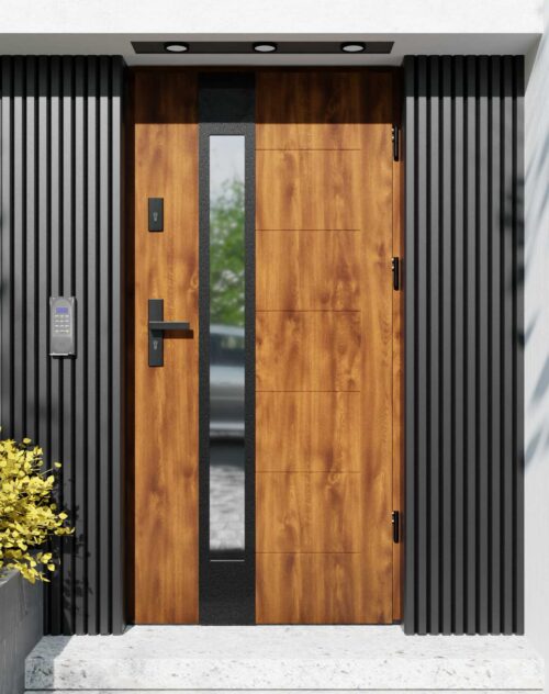 Drzwi zewnętrzne do domu z ościeżnicą aluminiową Libre 35B Noir Matt w systemie Alu