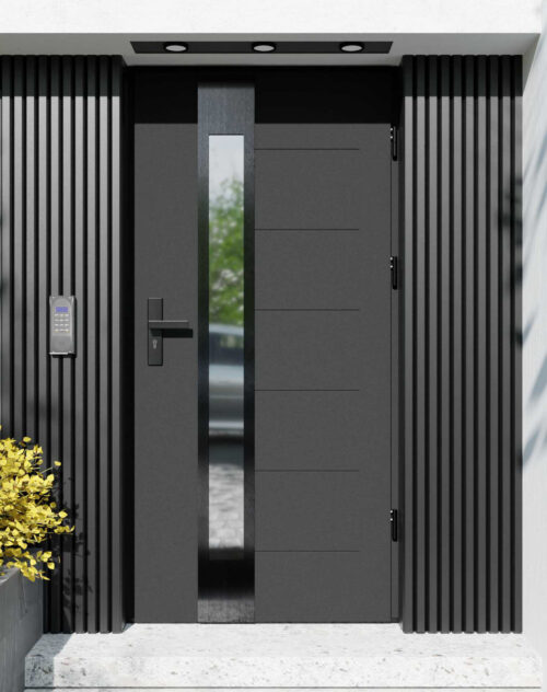 Drzwi zewnętrzne do domu z ościeżnicą aluminiową Libre 35B Noir w systemie Alu extra