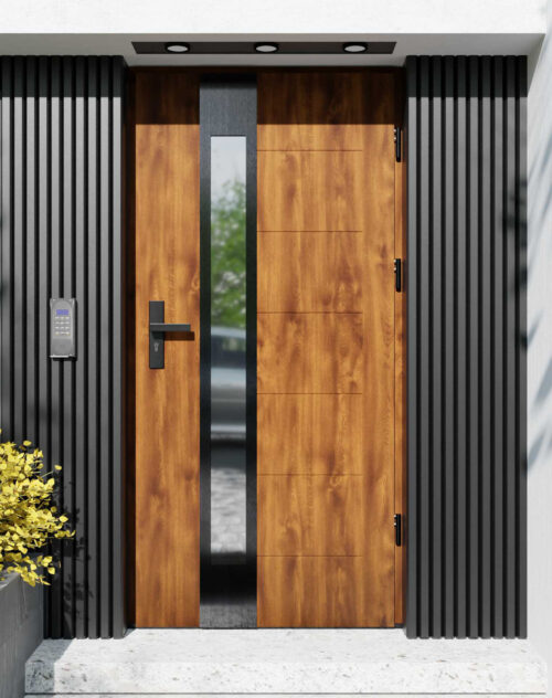 Drzwi zewnętrzne do domu z ościeżnicą aluminiową Libre 35B Noir w systemie Alu extra