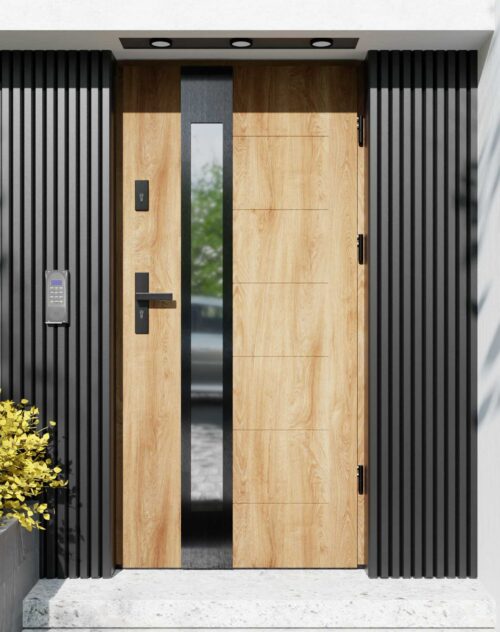 Drzwi zewnętrzne do domu z ościeżnicą aluminiową Libre 35B Noir w systemie Alu