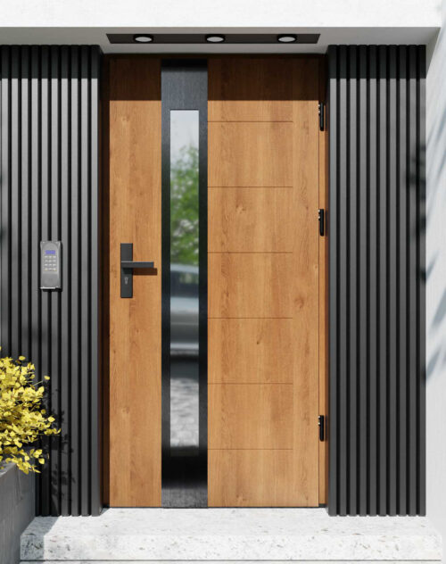 Drzwi zewnętrzne do domu z ościeżnicą aluminiową Libre 35B Noir w systemie Alu extra