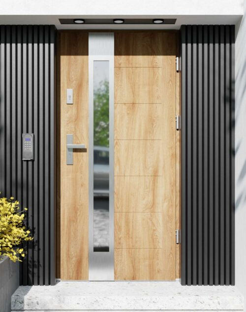 Drzwi zewnętrzne do domu z ościeżnicą aluminiową Libre 35B w systemie Alu