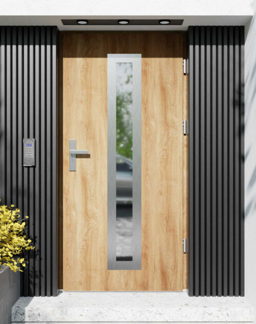 Drzwi zewnętrzne do domu z ościeżnicą aluminiową Otto 03 w systemie Alu extra
