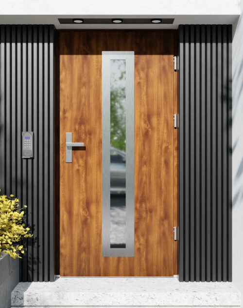 Drzwi zewnętrzne do domu z ościeżnicą aluminiową Otto 03 w systemie Alu extra