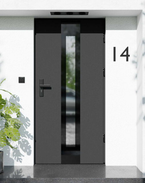 Drzwi zewnętrzne do domu z ościeżnicą aluminiową Otto 05 Noir Glass w systemie Alu extra