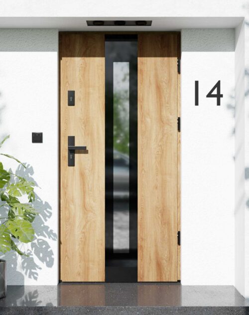 Drzwi zewnętrzne do domu z ościeżnicą aluminiową Otto 05 Noir Glass w systemie Alu