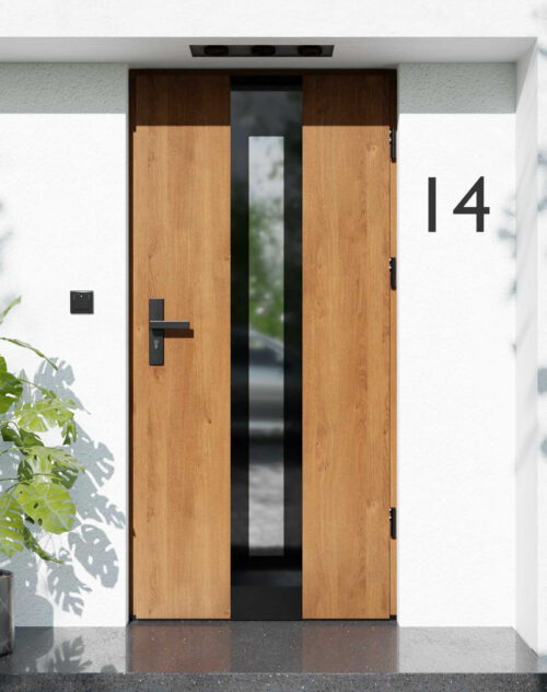Drzwi zewnętrzne do domu z ościeżnicą aluminiową Otto 05 Noir Glass w systemie Alu extra