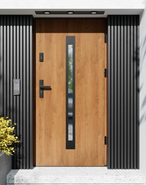 Drzwi zewnętrzne do domu z ościeżnicą aluminiową Otto 11 Noir Matt w systemie Alu