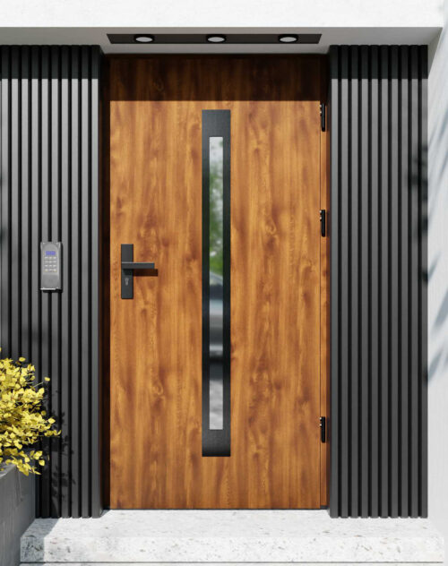 Drzwi zewnętrzne do domu z ościeżnicą aluminiową Otto 11 Noir w systemie Alu extra