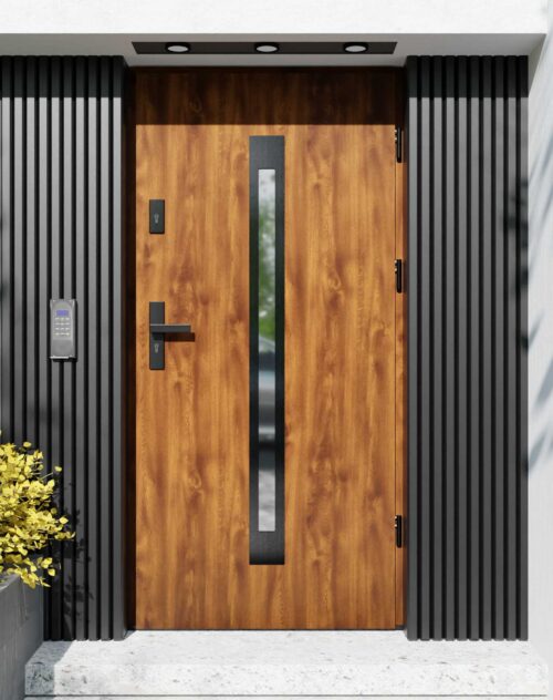 Drzwi zewnętrzne do domu z ościeżnicą aluminiową Otto 11 Noir w systemie Alu