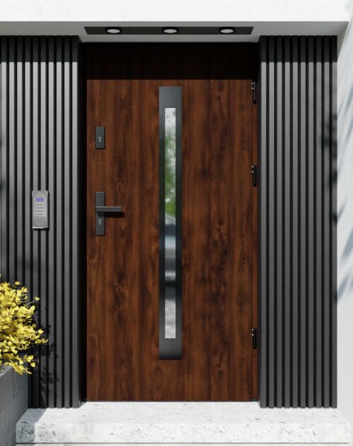 Drzwi zewnętrzne do domu z ościeżnicą aluminiową Otto 11 Noir w systemie Alu