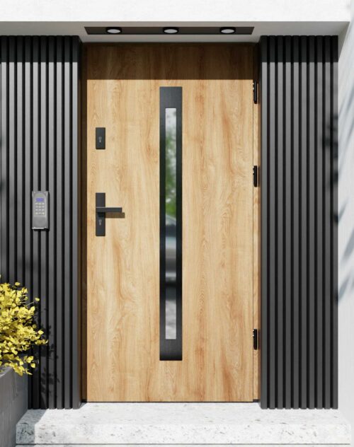 Drzwi zewnętrzne do domu z ościeżnicą aluminiową Otto 11 Noir w systemie Alu
