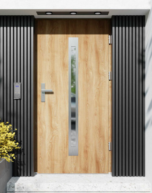 Drzwi zewnętrzne do domu z ościeżnicą drewnianą Otto 11 w systemie Wood extra