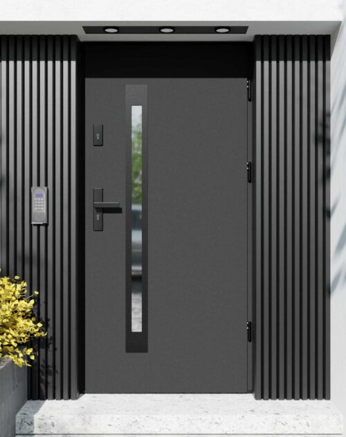 Drzwi zewnętrzne do domu z ościeżnicą aluminiową Otto 11B Noir Matt w systemie Alu