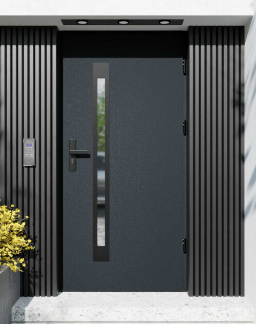 Drzwi zewnętrzne do domu z ościeżnicą aluminiową Otto 11B Noir Matt w systemie Alu extra