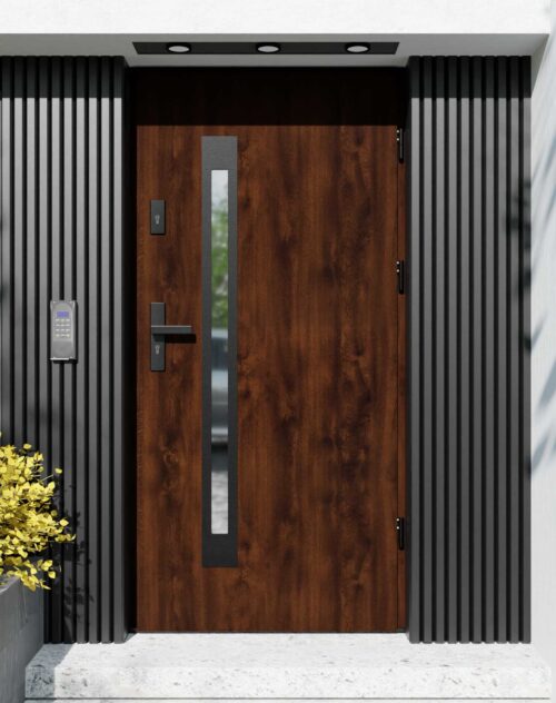 Drzwi zewnętrzne do domu z ościeżnicą aluminiową Otto 11B Noir Matt w systemie Alu